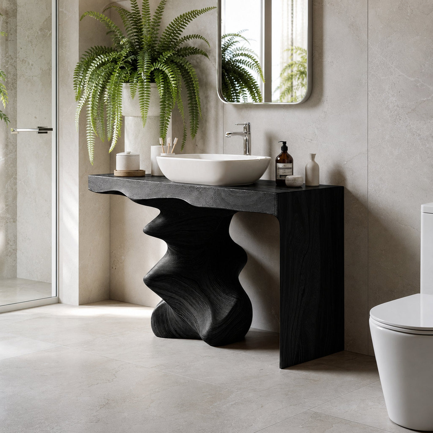 Mid Century Vanity For Organic Bathroom Interiors - product view 4