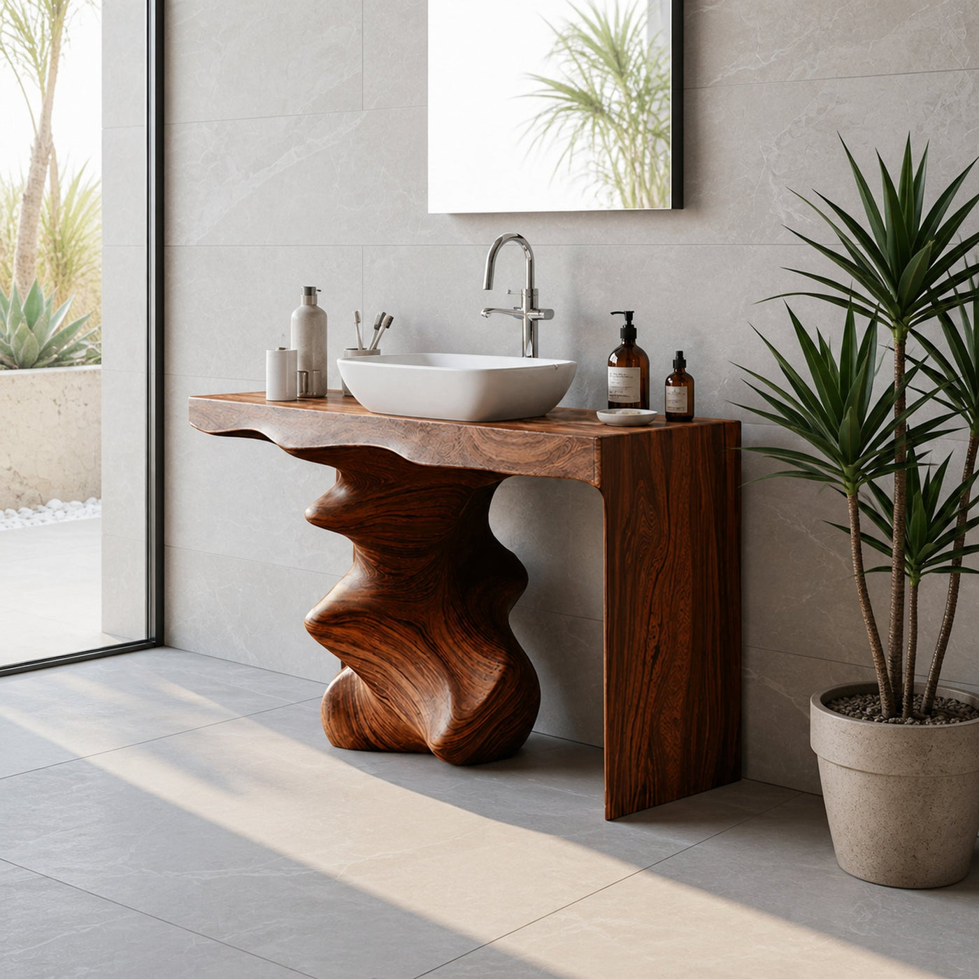 Mid Century Vanity For Organic Bathroom Interiors - product view 6