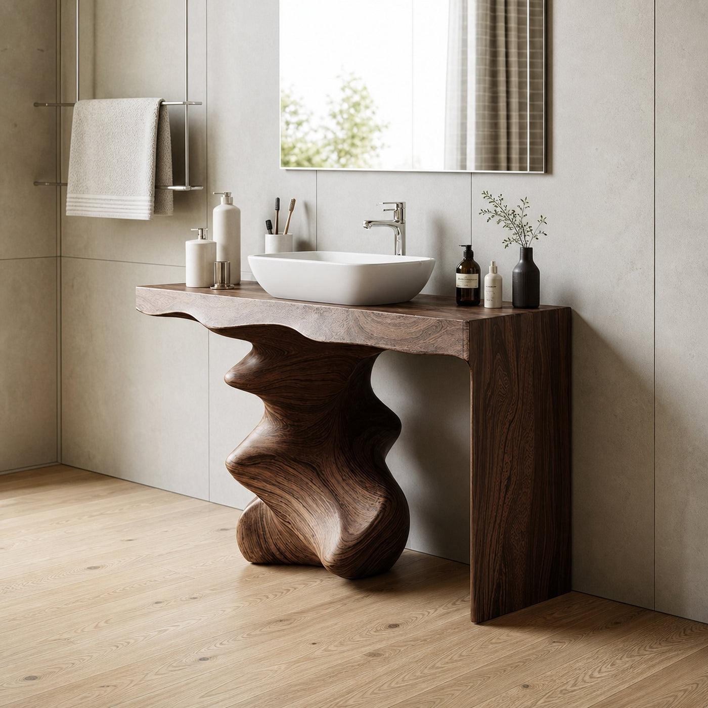 Mid Century Vanity For Organic Bathroom Interiors - product view 7