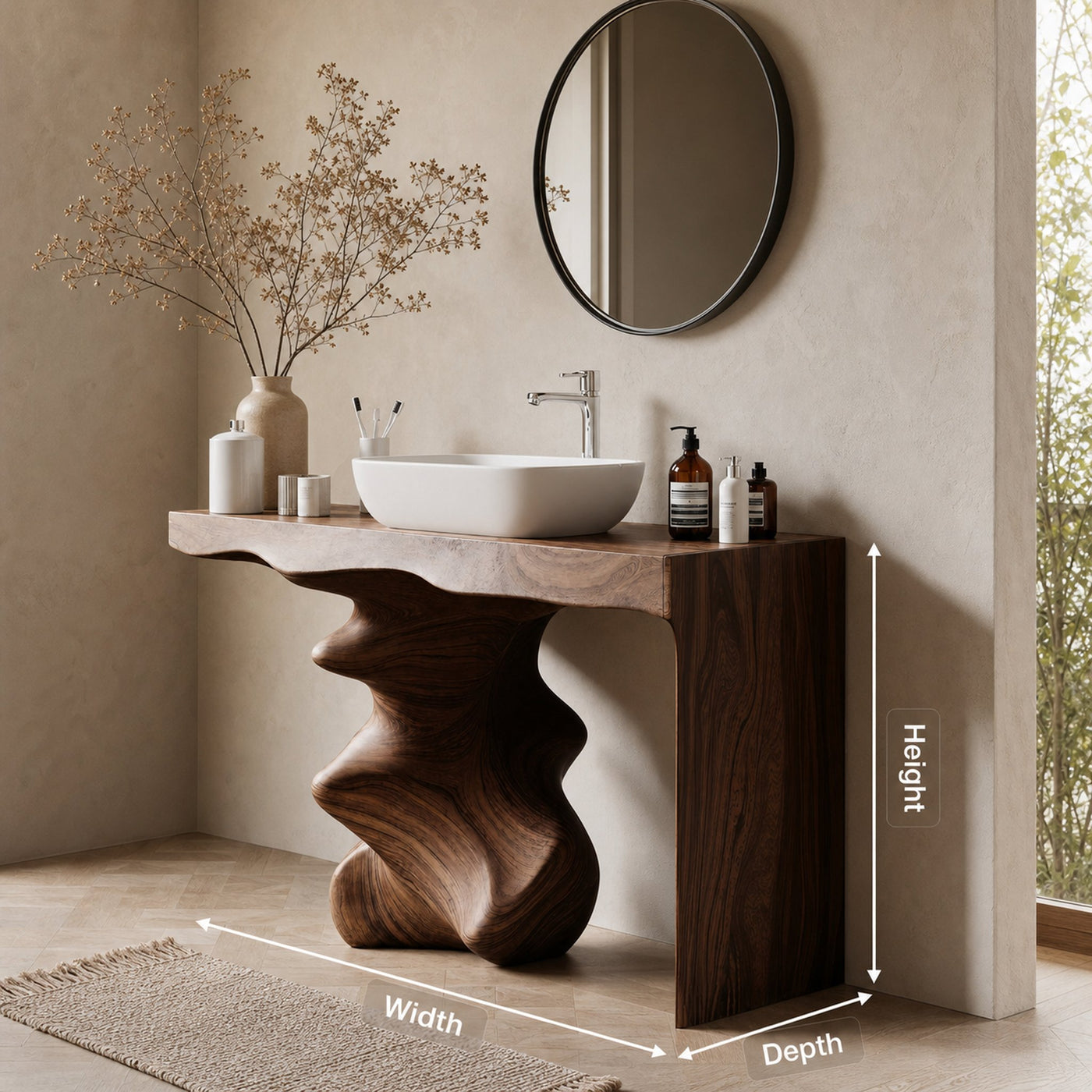 Mid Century Vanity For Organic Bathroom Interiors - product view 8