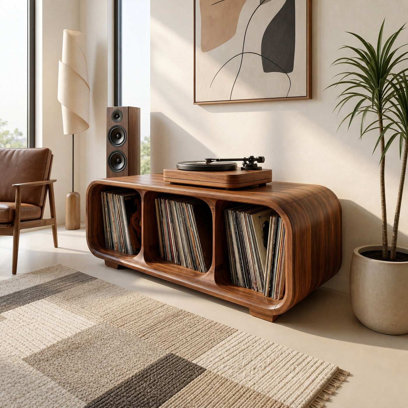 Mid Century Vinyl Record Cabinet For Living Room
