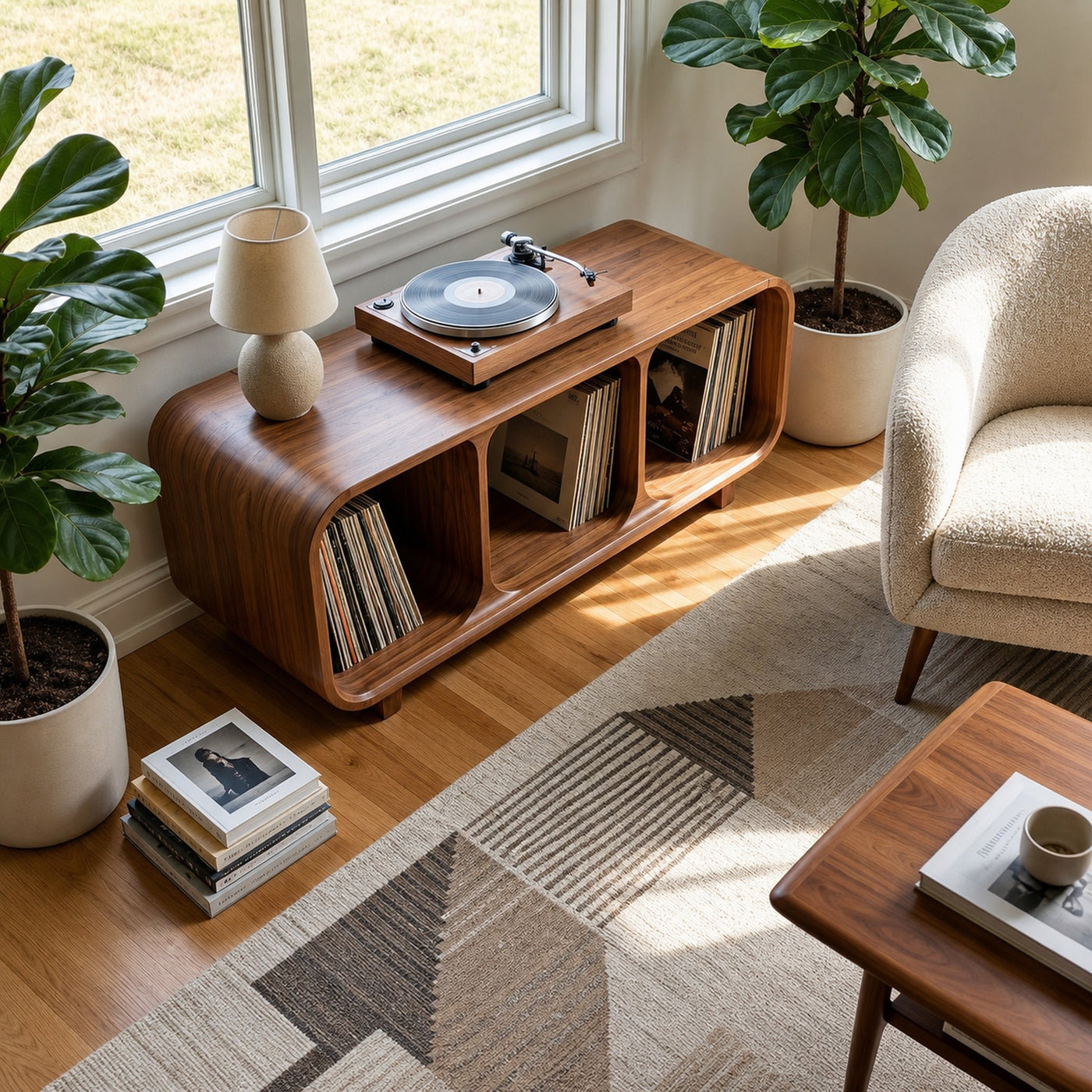 Mid Century Vinyl Record Cabinet For Living Room - product view 3