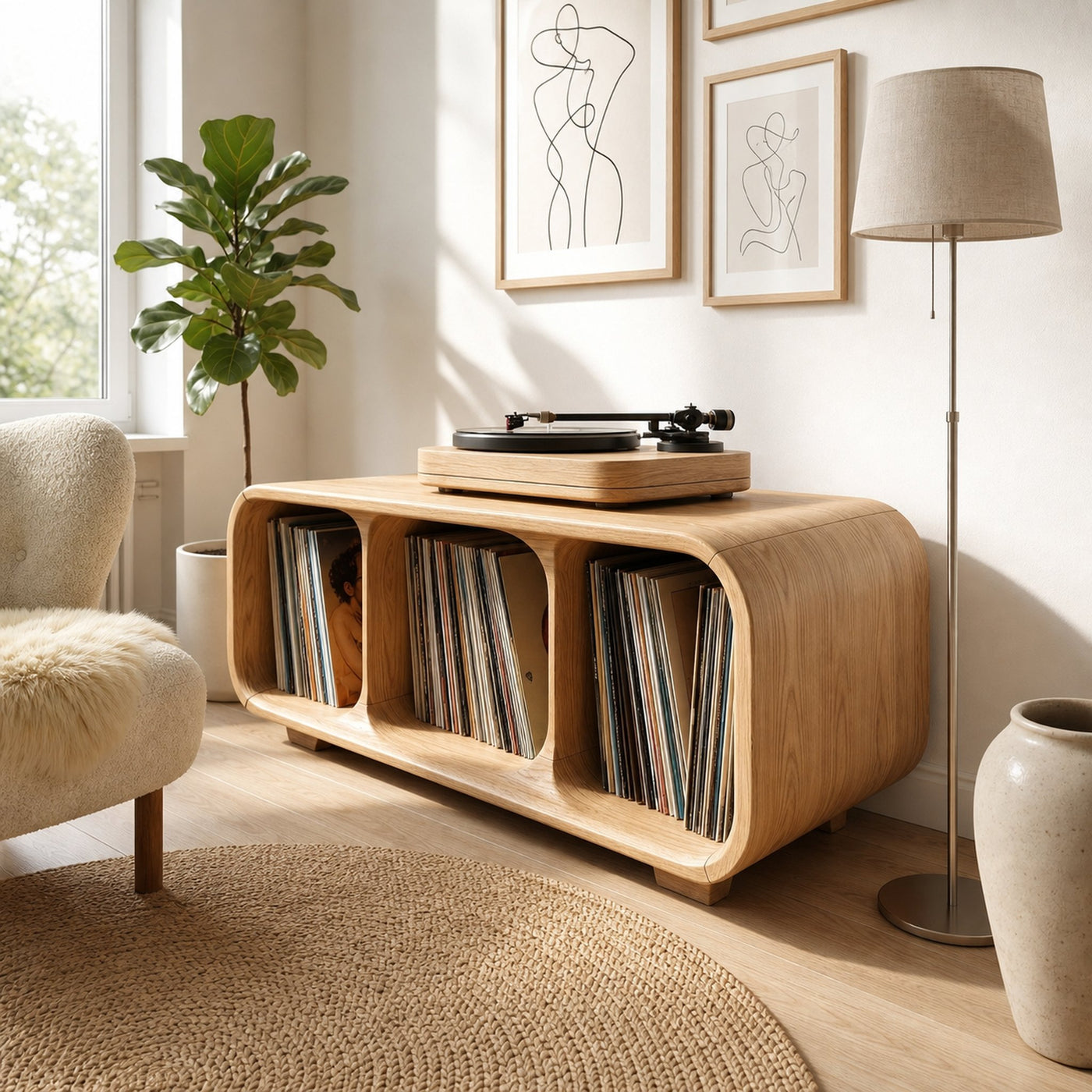 Mid Century Vinyl Record Cabinet For Living Room - product view 4