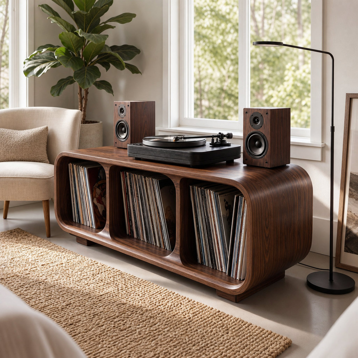 Mid Century Vinyl Record Cabinet For Living Room - product view 6
