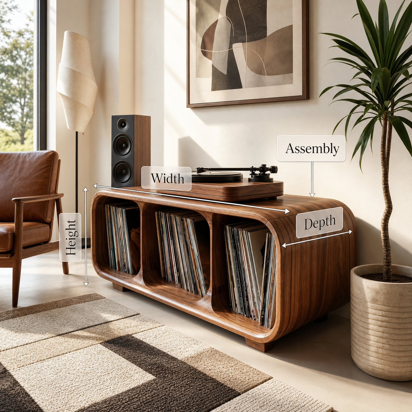 Mid Century Vinyl Record Cabinet For Living Room - product view 8