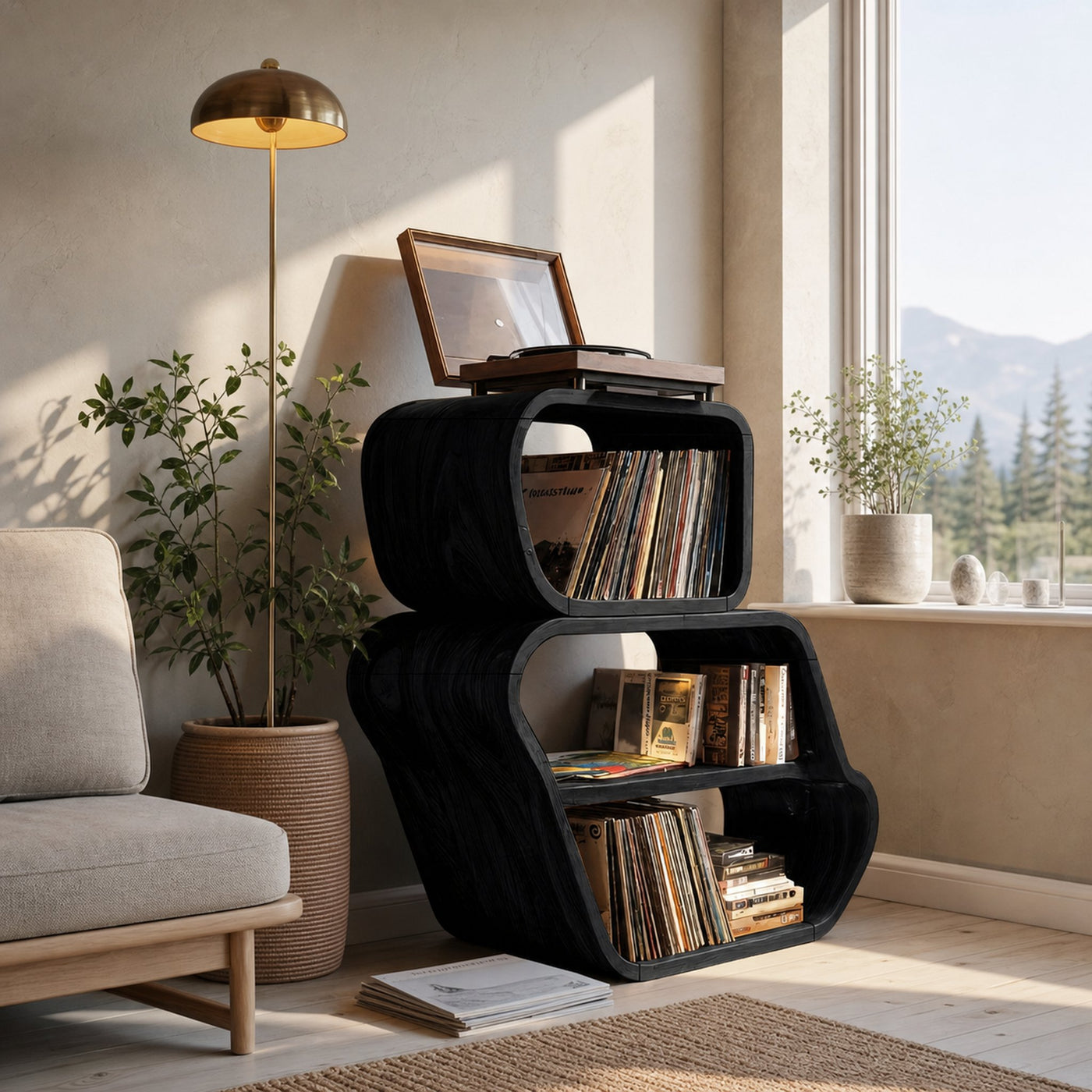 Mid Century Vinyl Record Console For Livingroom Style - product view 4