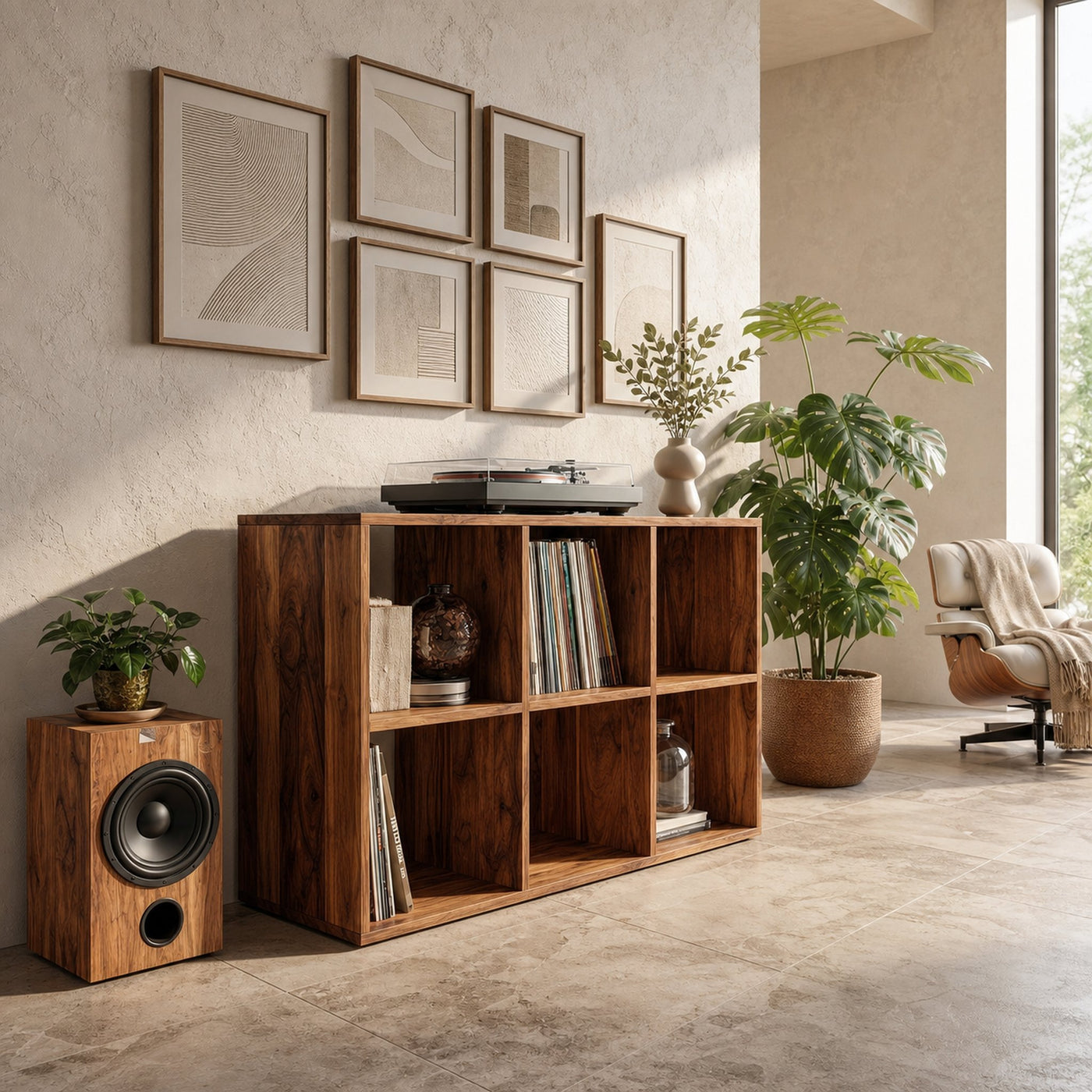 Mid Century Vinyl Record Storage Cabinet Modern Home - product view 6