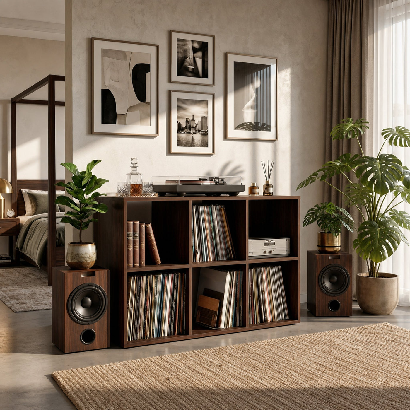 Mid Century Vinyl Record Storage Cabinet Modern Home - product view 7