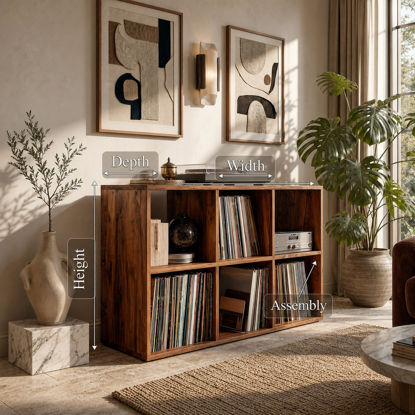 Mid Century Vinyl Record Storage Cabinet Modern Home - product view 8