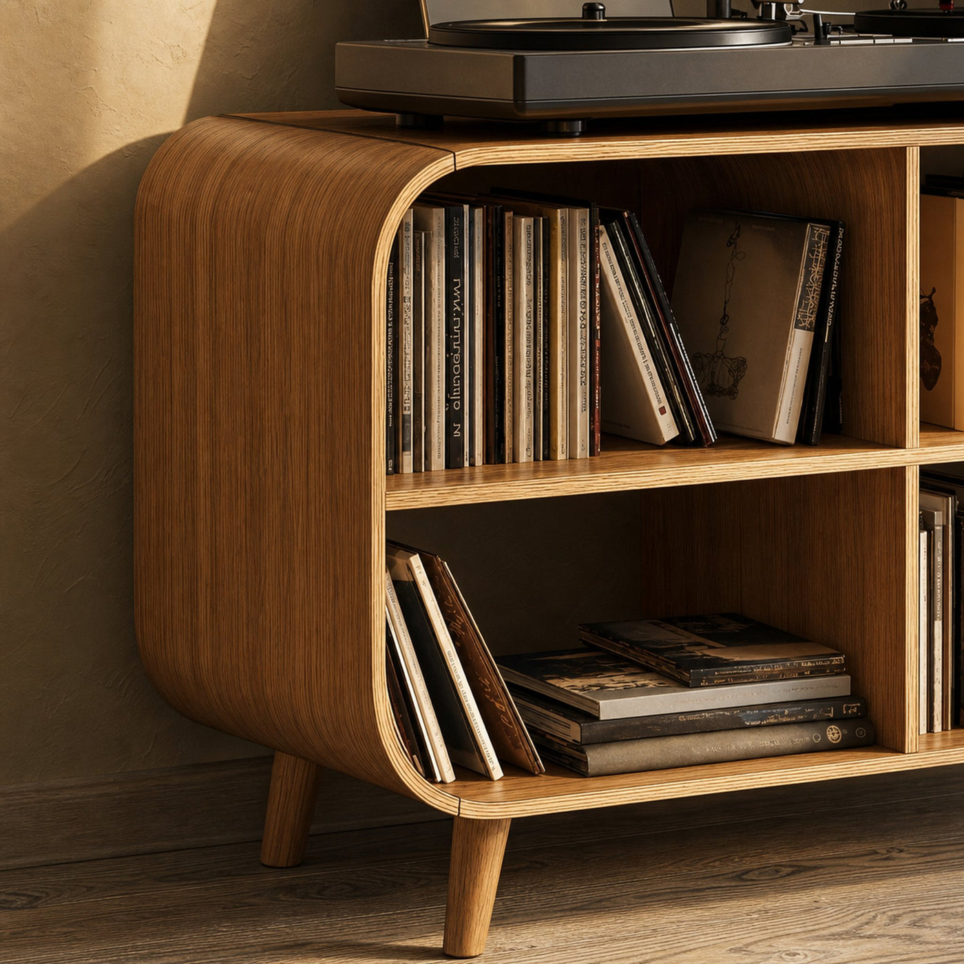 Mid Century Vinyl Record Storage Stand For Entryway Design - product view 3