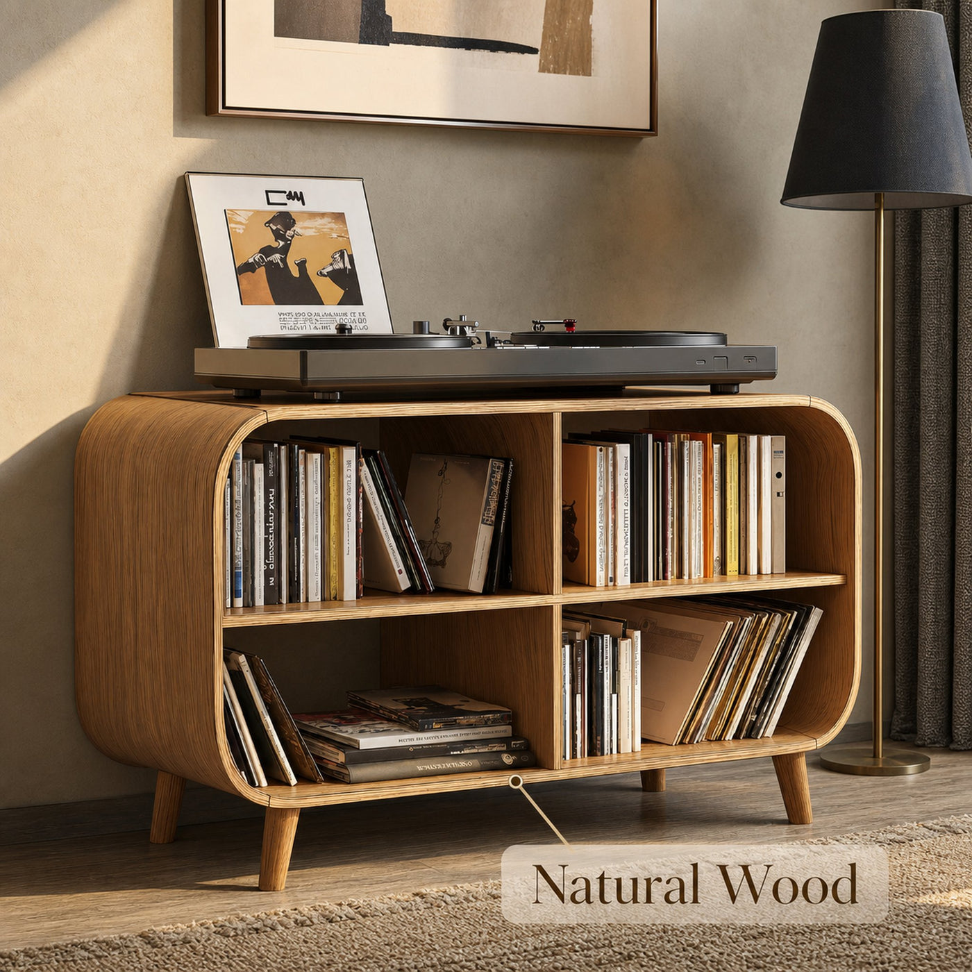 Mid Century Vinyl Record Storage Stand For Entryway Design - product view 5