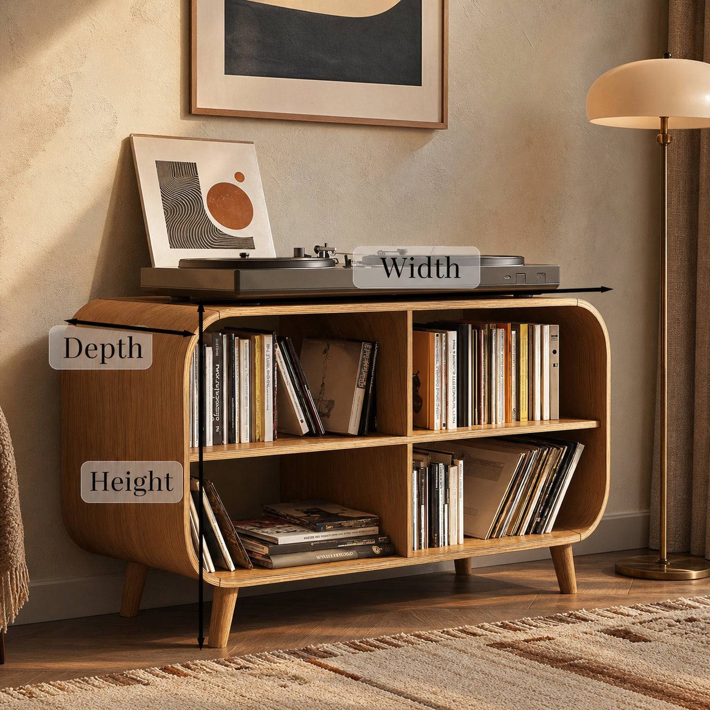 Mid Century Vinyl Record Storage Stand For Entryway Design - product view 6