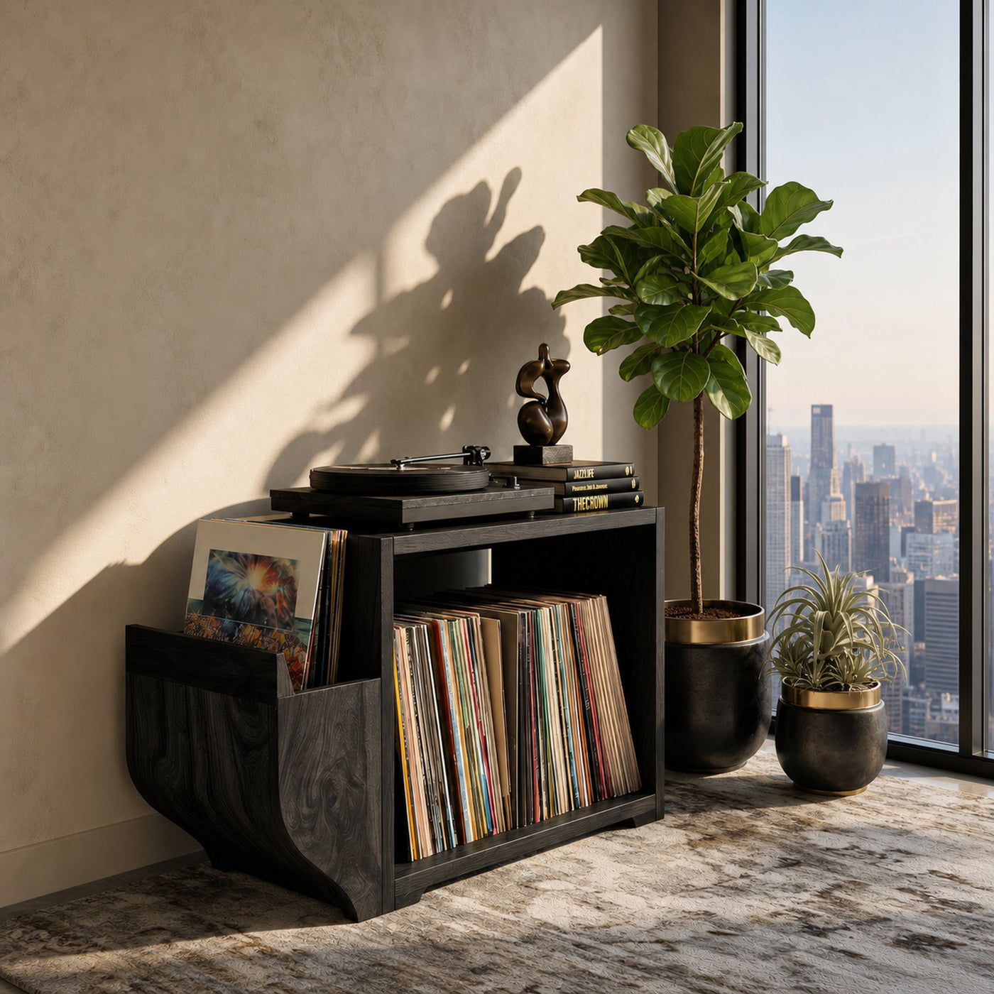 Mid Century Vinyl Storage Stand Music Studio - product view 4