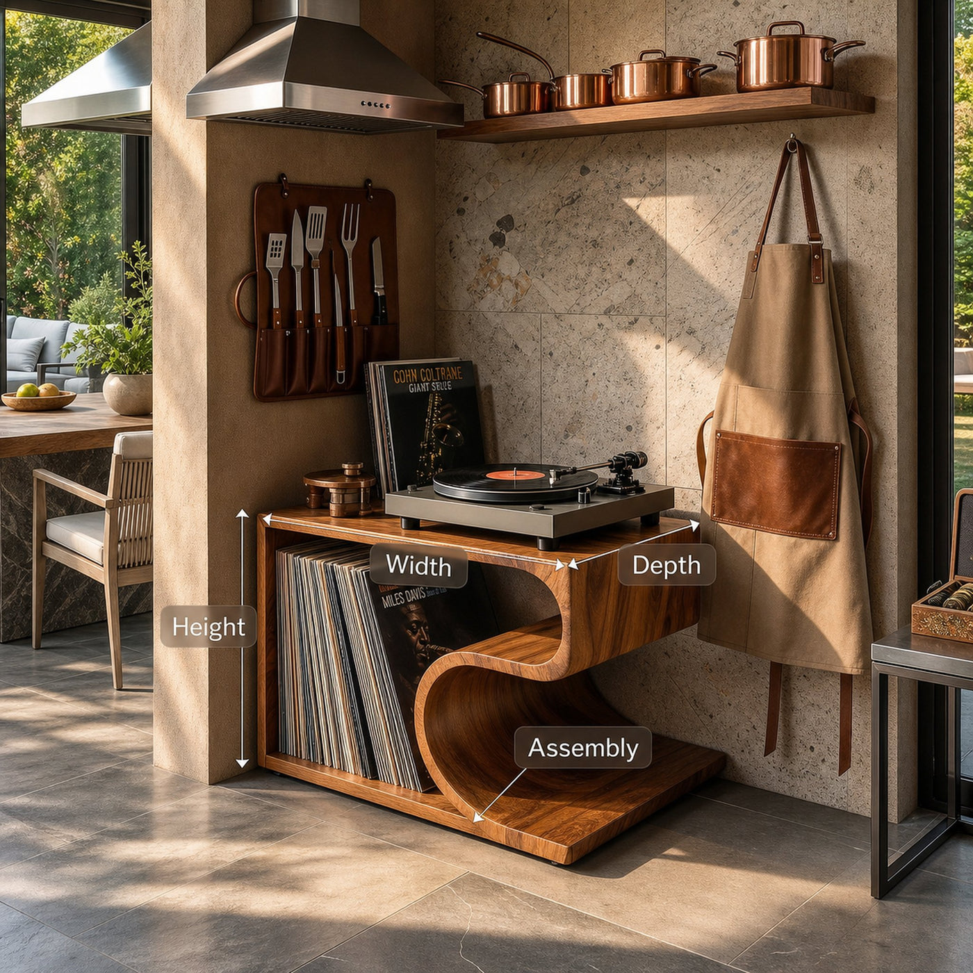 Mid Century Vinyl Storage Stand Music Studio - product view 8