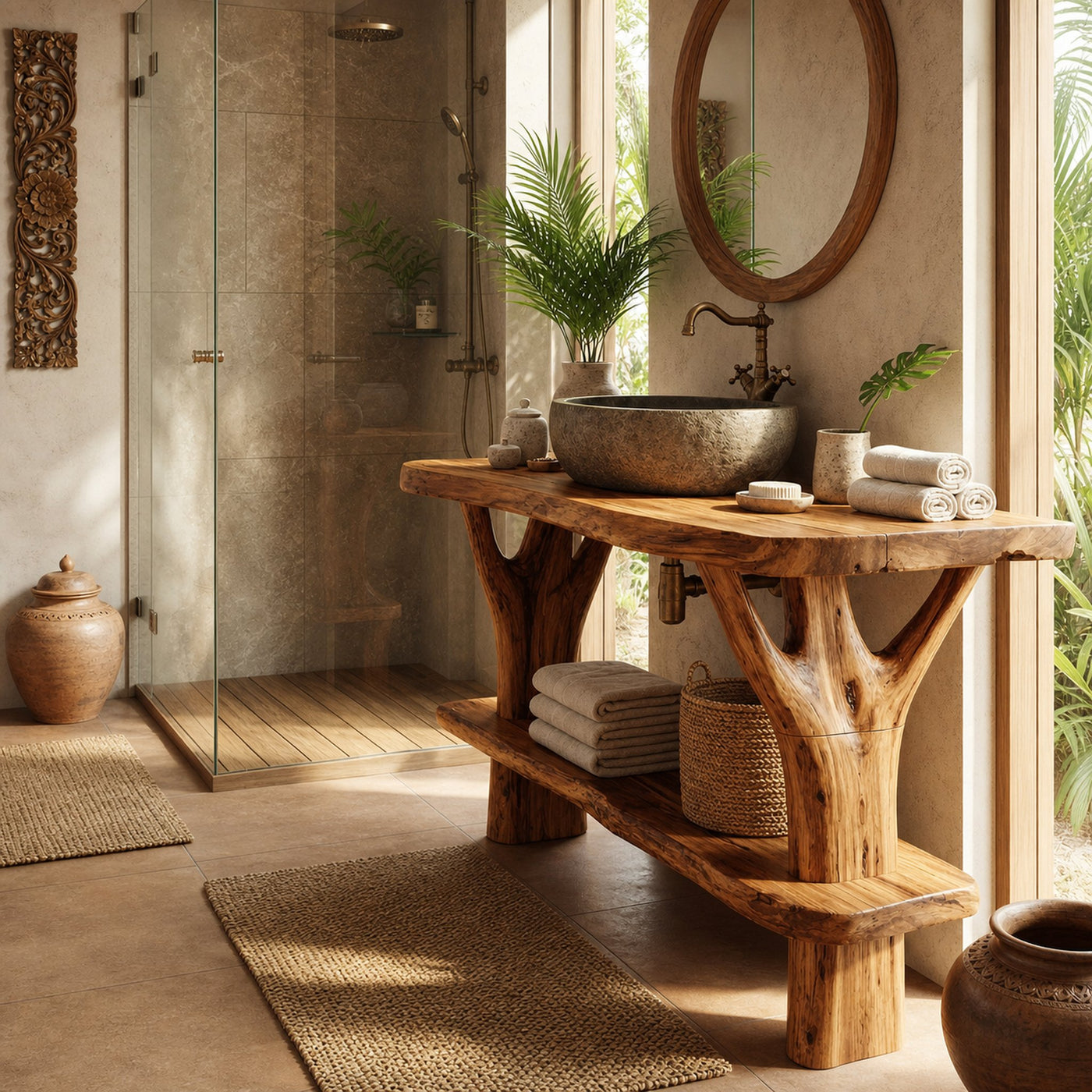 Mid Century Wood Bathroom Vanity For Primary Bathroom - product view 4