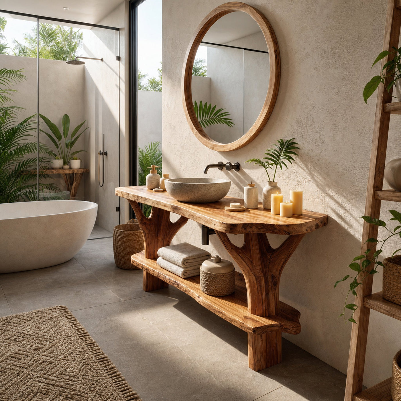 Mid Century Wood Bathroom Vanity For Primary Bathroom - product view 5