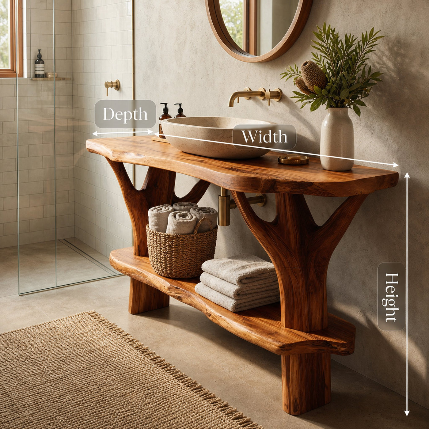 Mid Century Wood Bathroom Vanity For Primary Bathroom - product view 7