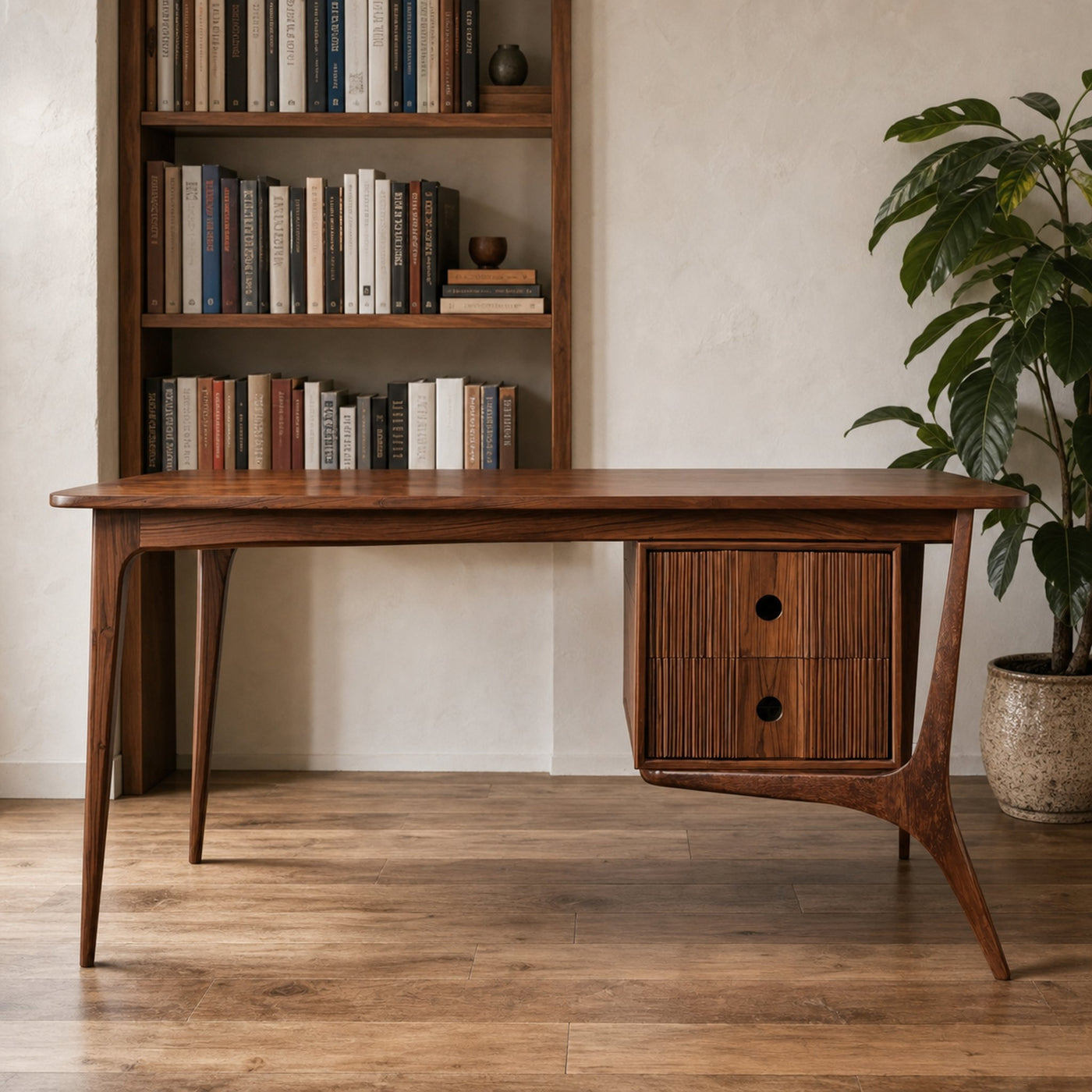 Mid Century Wood Desk For Home Office And Study Room