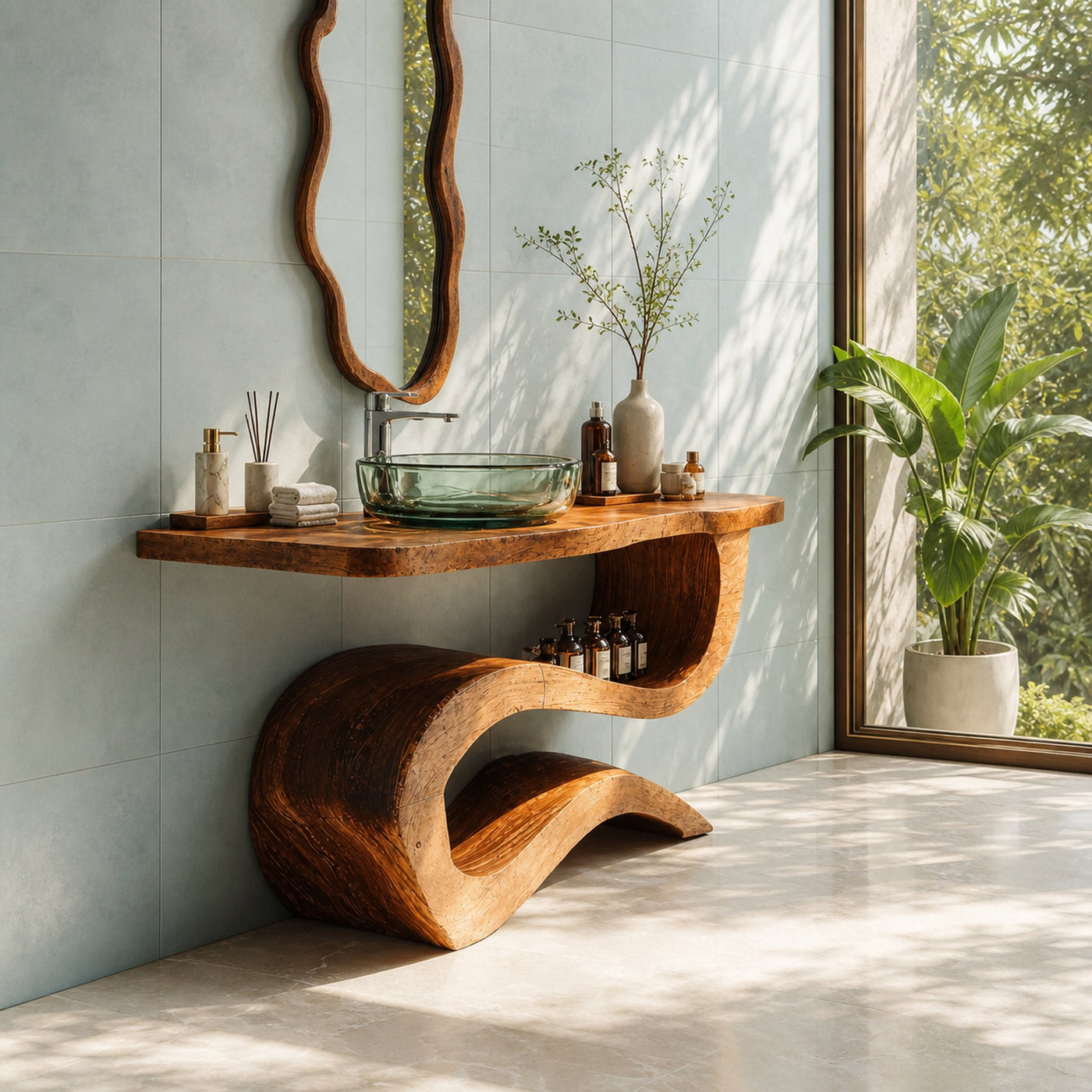 Mid Century Wood Vanity For Contemporary Bathroom Look - product view 2