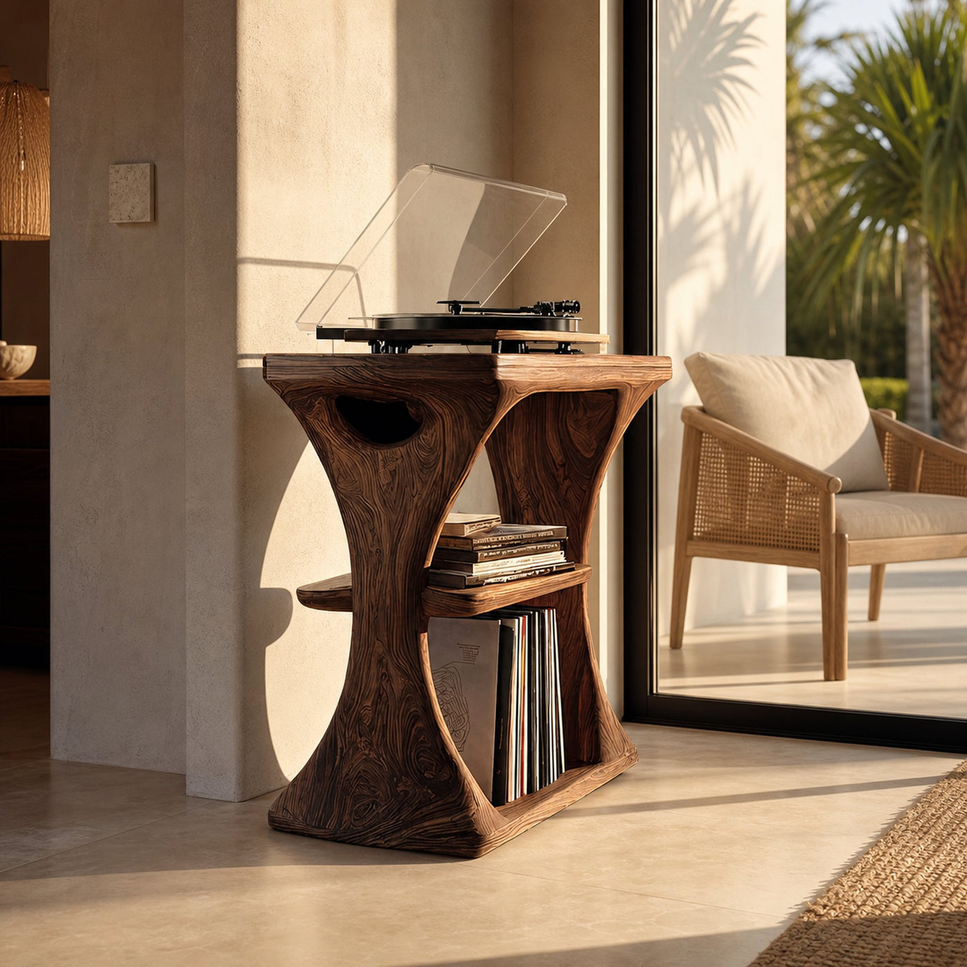 Mid Century Wood Vinyl Cabinet For Livingroom Decor - product view 3