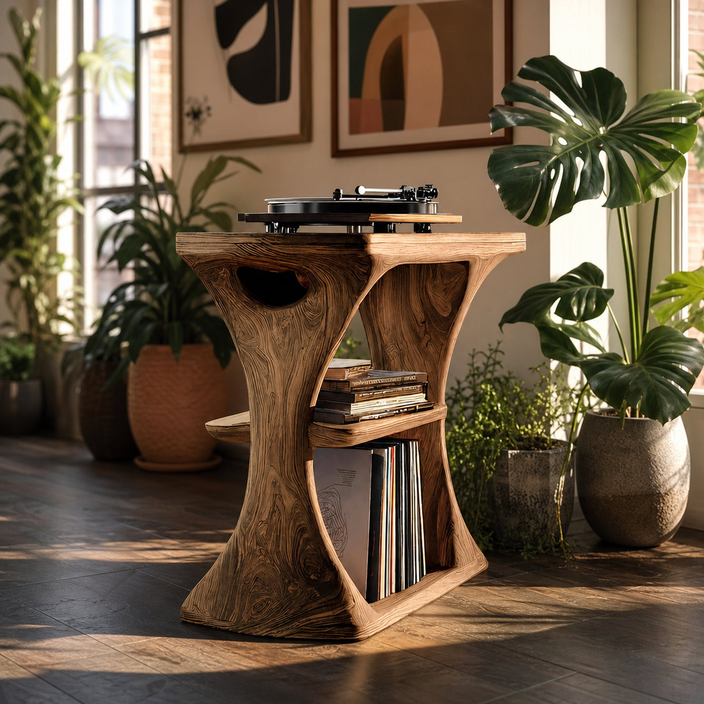 Mid Century Wood Vinyl Cabinet For Livingroom Decor - product view 5
