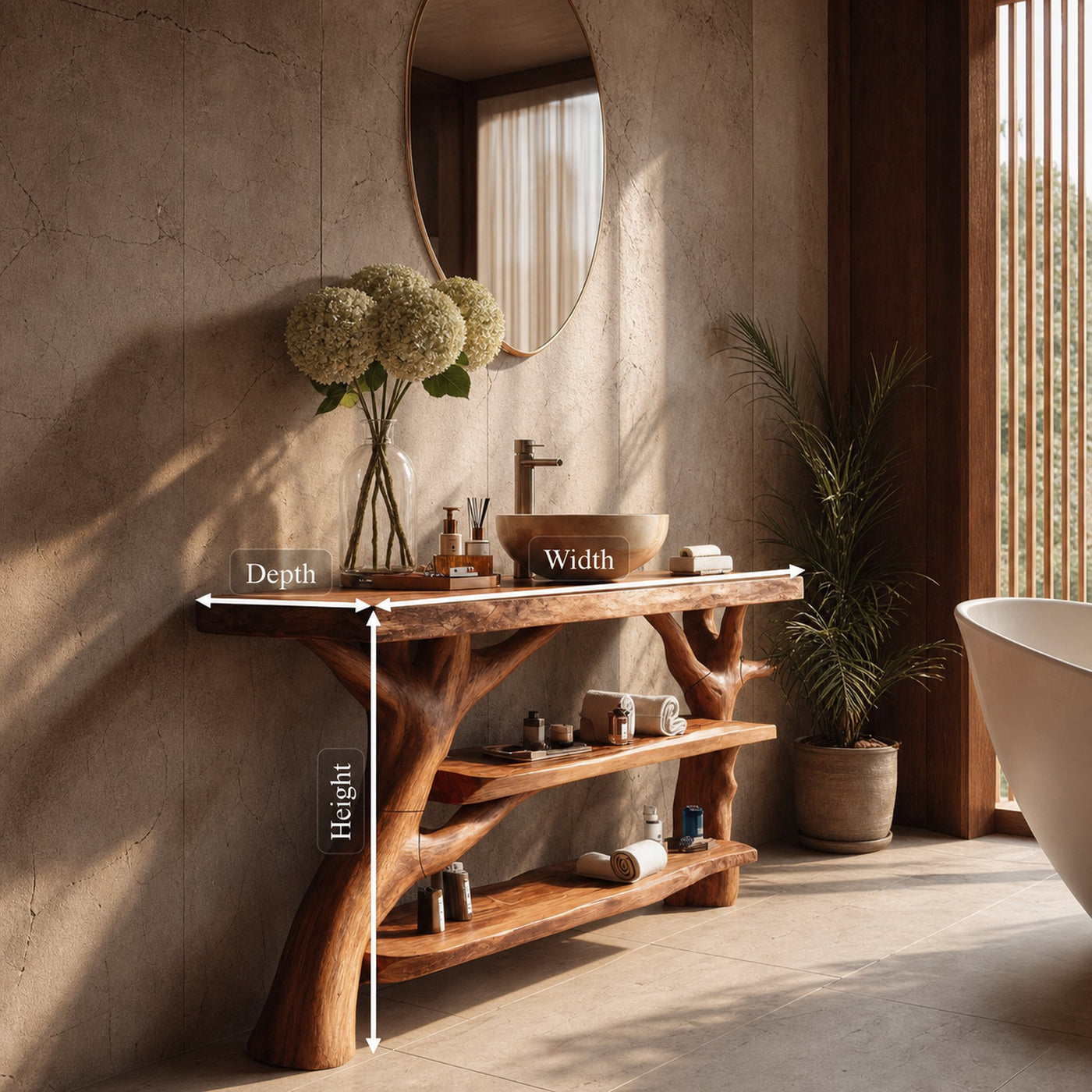 Mid Century Wooden Live Edge Bathroom Vanity For Stylish Home Furniture - product view 8