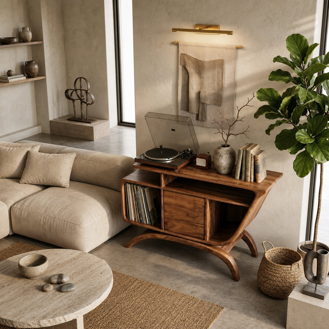 Mid Century Wooden Record Player Cabinet For Relax Room - product view 2