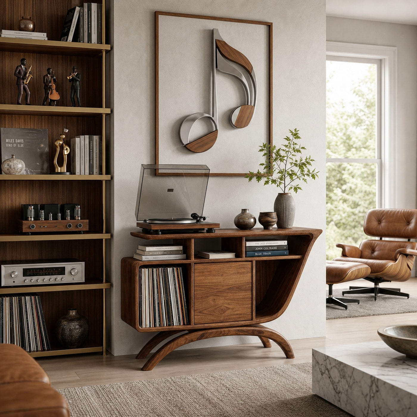 Mid Century Wooden Record Player Cabinet For Relax Room - product view 6