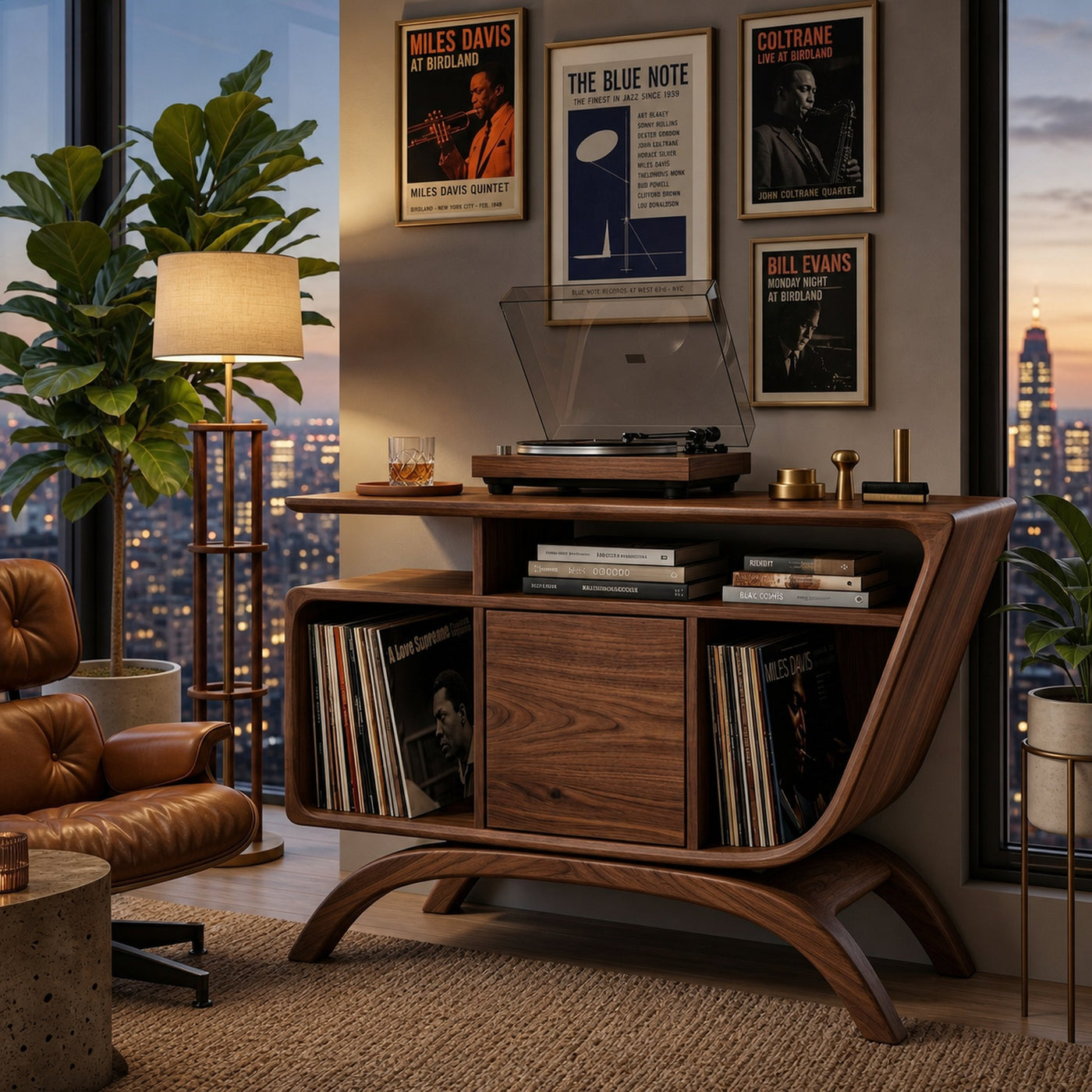 Mid Century Wooden Record Player Cabinet For Relax Room - product view 7