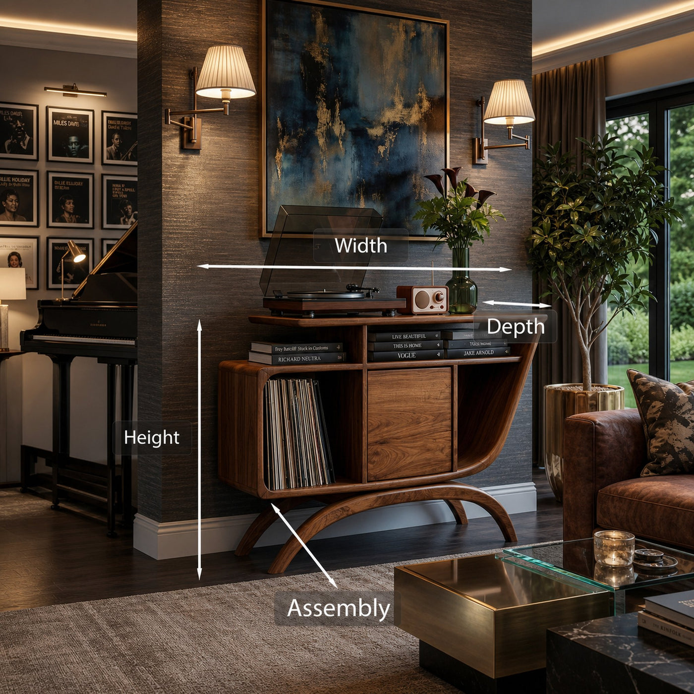 Mid Century Wooden Record Player Cabinet For Relax Room - product view 8