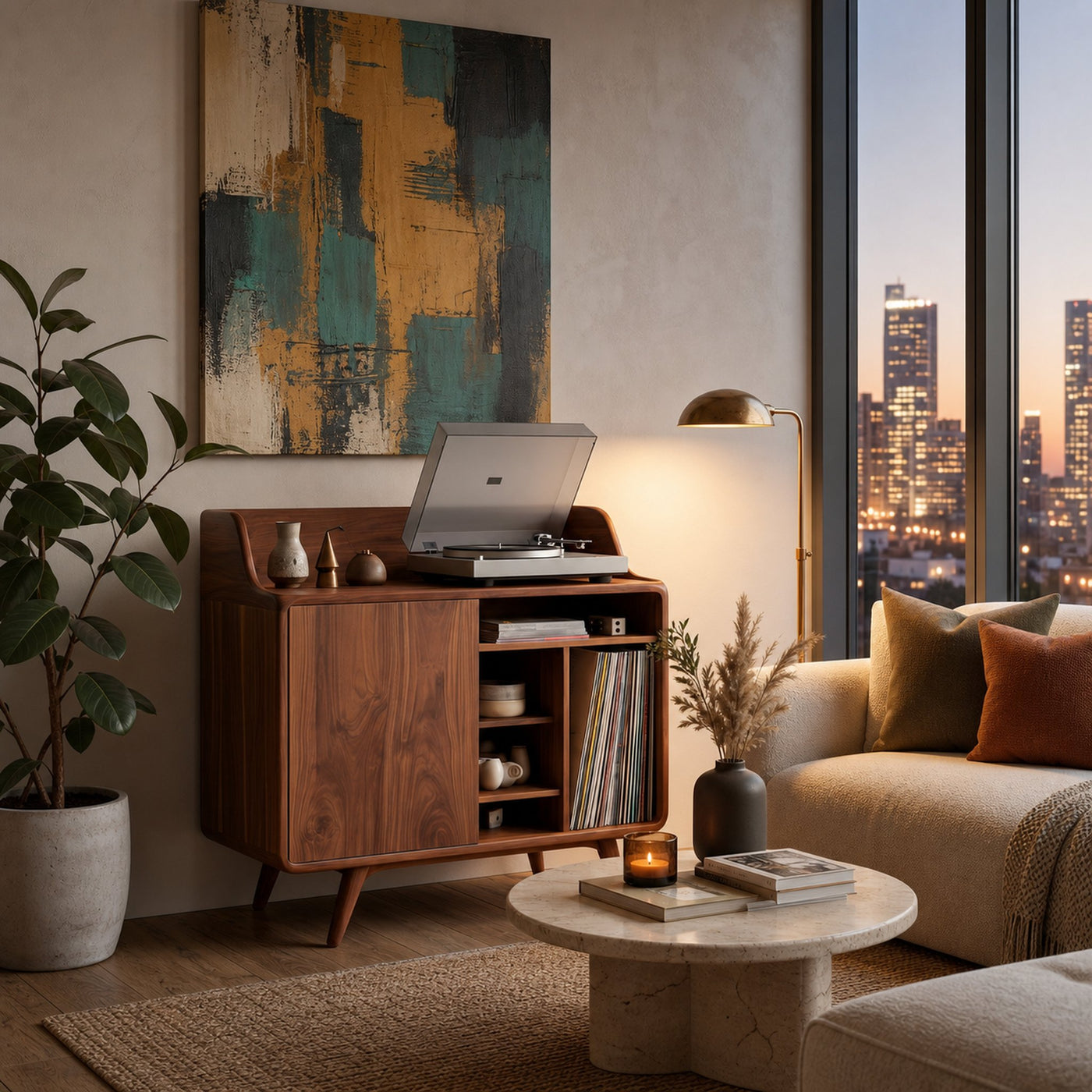 Mid Century Wooden Record Player Stand For Living Room Decor - product view 6