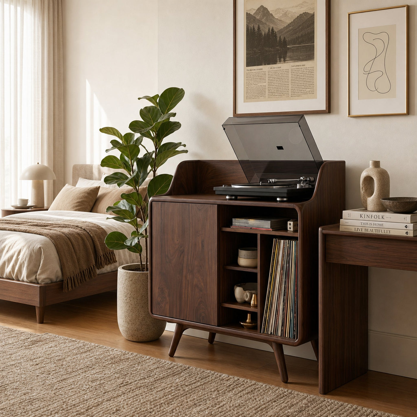 Mid Century Wooden Record Player Stand For Living Room Decor - product view 7
