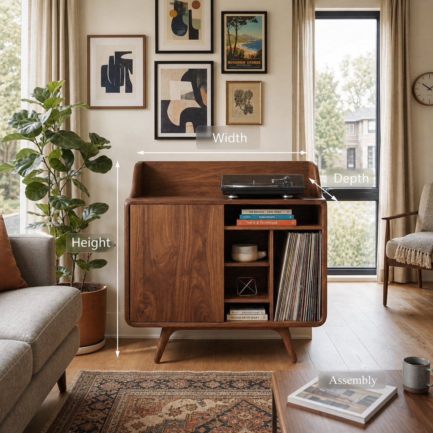 Mid Century Wooden Record Player Stand For Living Room Decor - product view 8