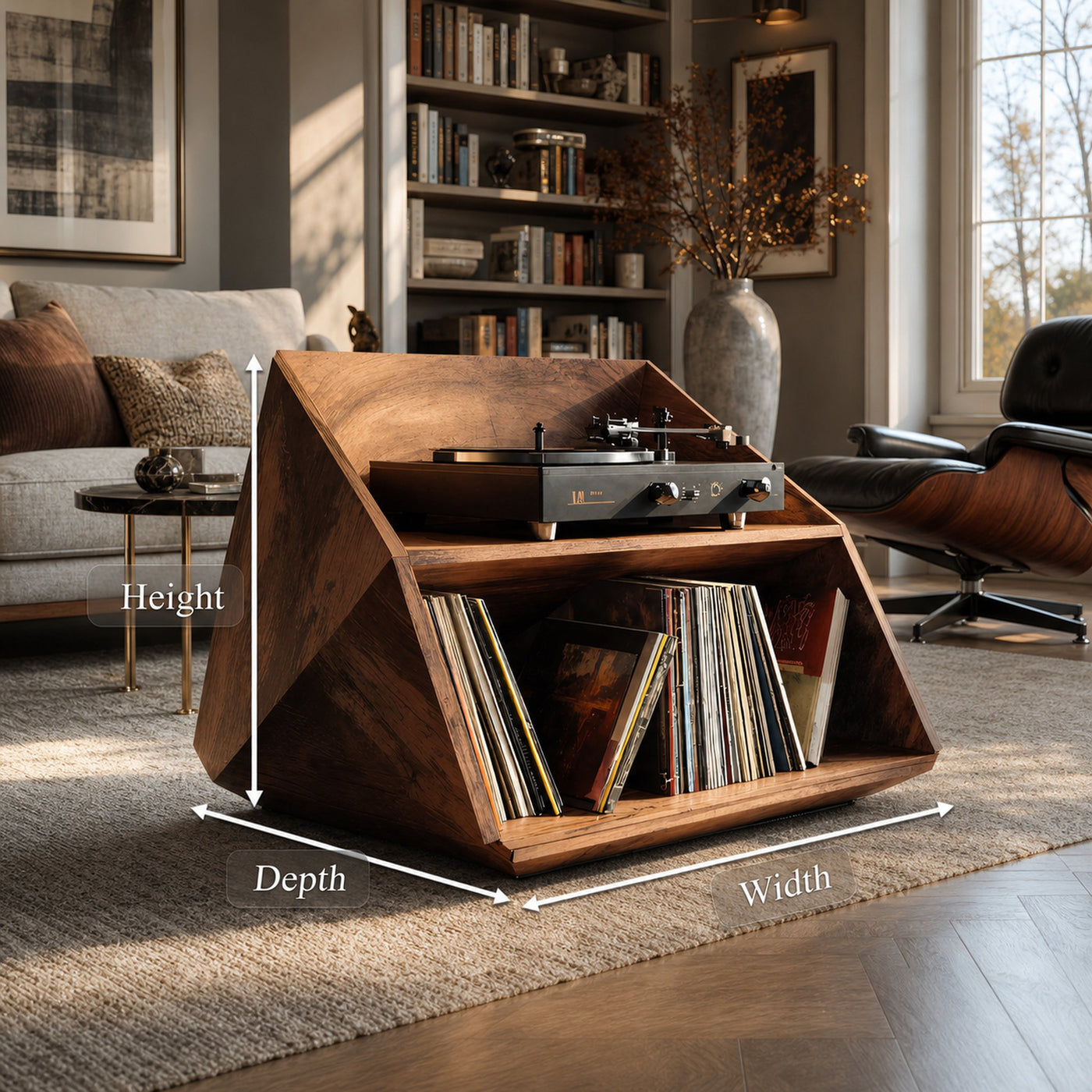 Mid Century Wooden Record Stand For Living Room Vinyl Display - product view 8