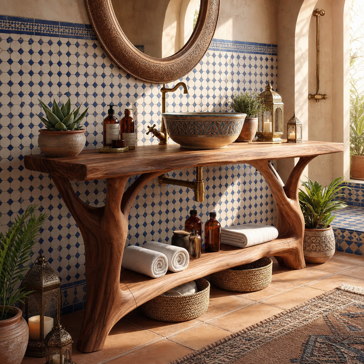Mid Century Wooden Vanity For Double Sink Bathroom - product view 2