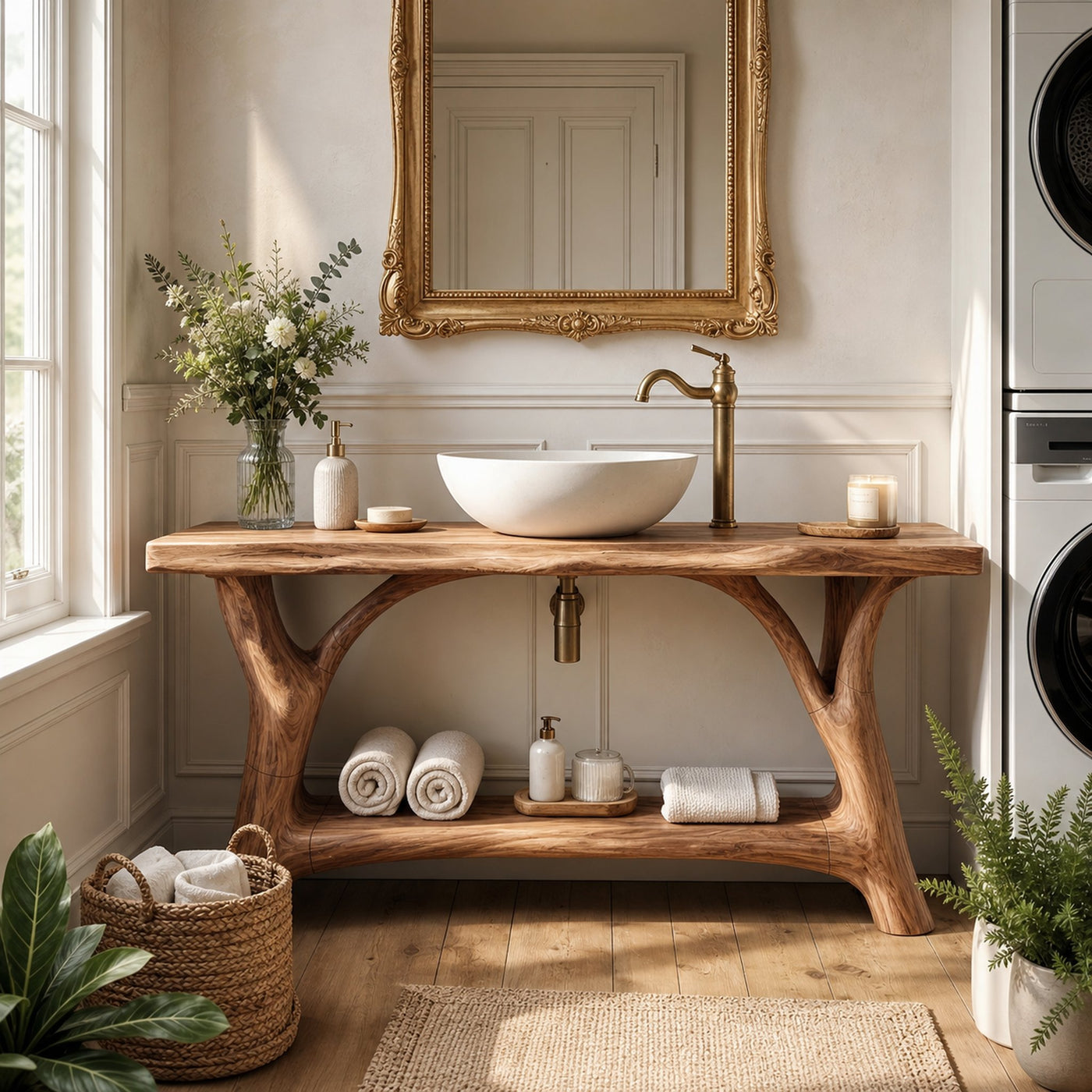 Mid Century Wooden Vanity For Double Sink Bathroom - product view 3