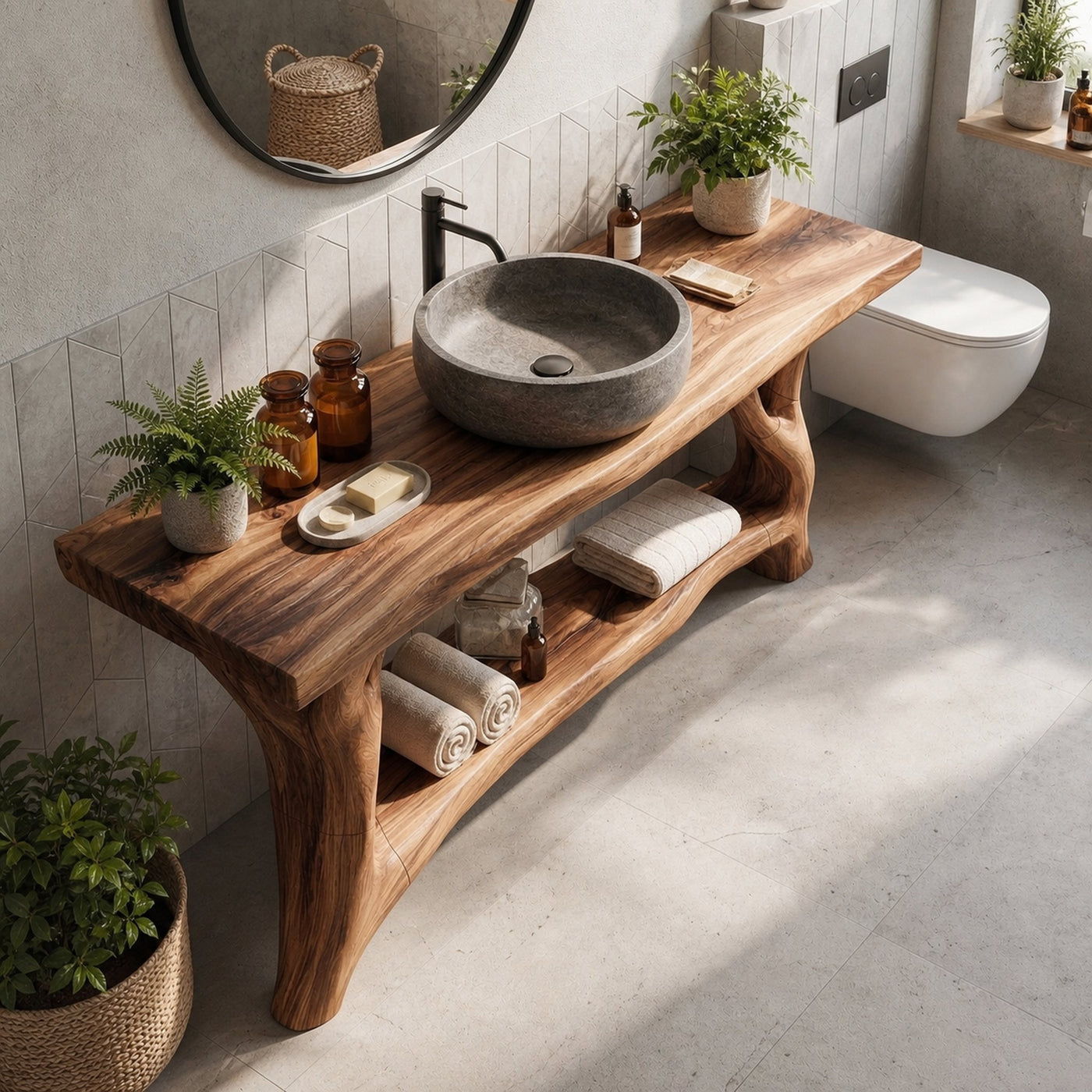 Mid Century Wooden Vanity For Double Sink Bathroom - product view 5