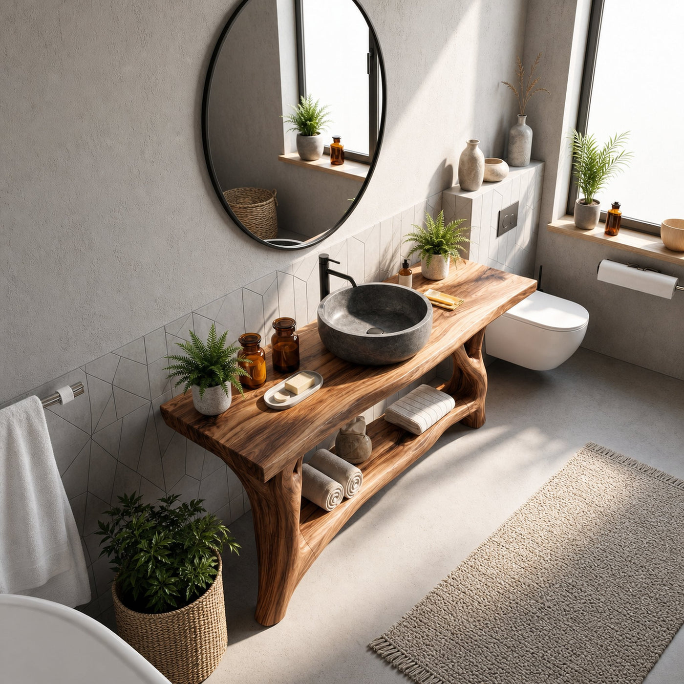Mid Century Wooden Vanity For Double Sink Bathroom - product view 6
