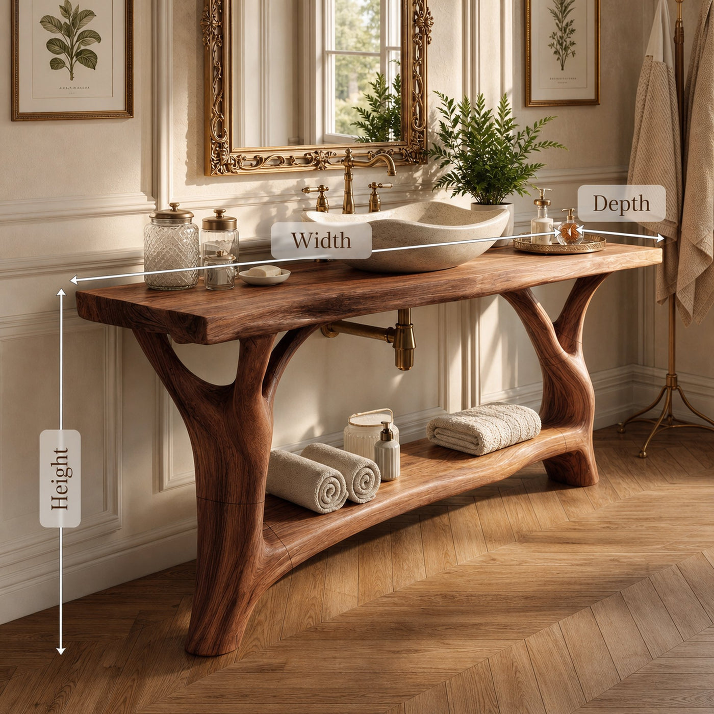 Mid Century Wooden Vanity For Double Sink Bathroom - product view 7