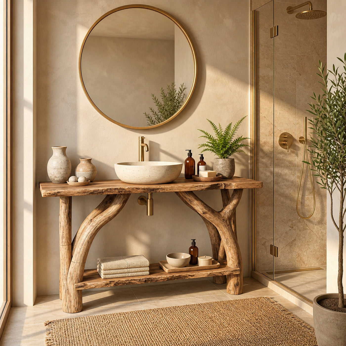 Mid Century Wooden Vanity For Small Bathroom Space - product view 2