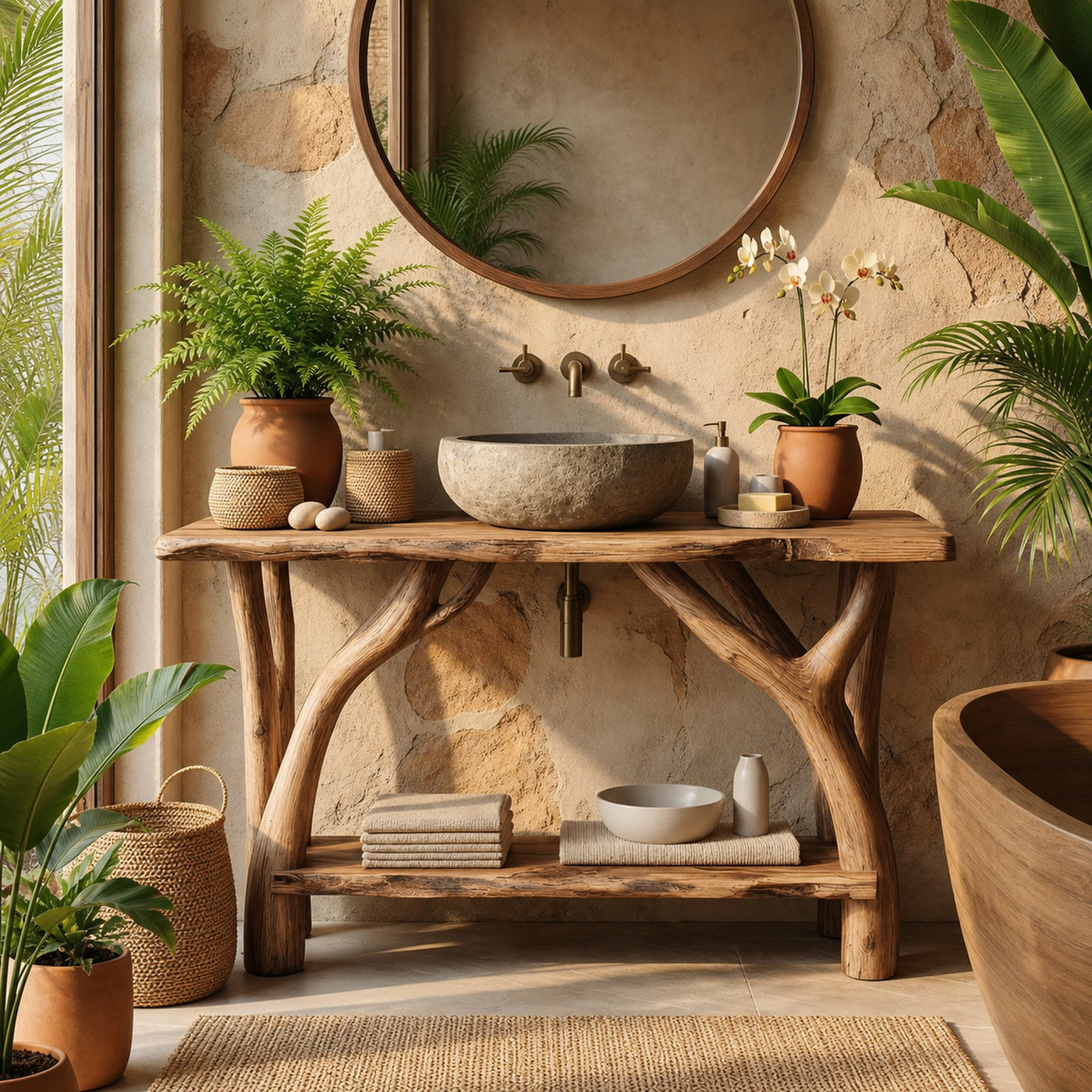 Mid Century Wooden Vanity For Small Bathroom Space - product view 5