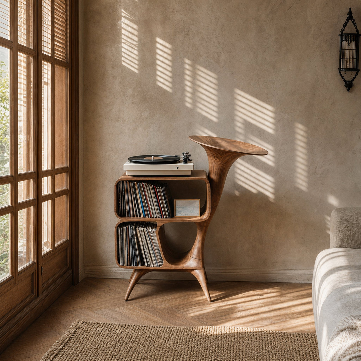Mid Century Wooden Vinyl Storage For Livingroom Decor