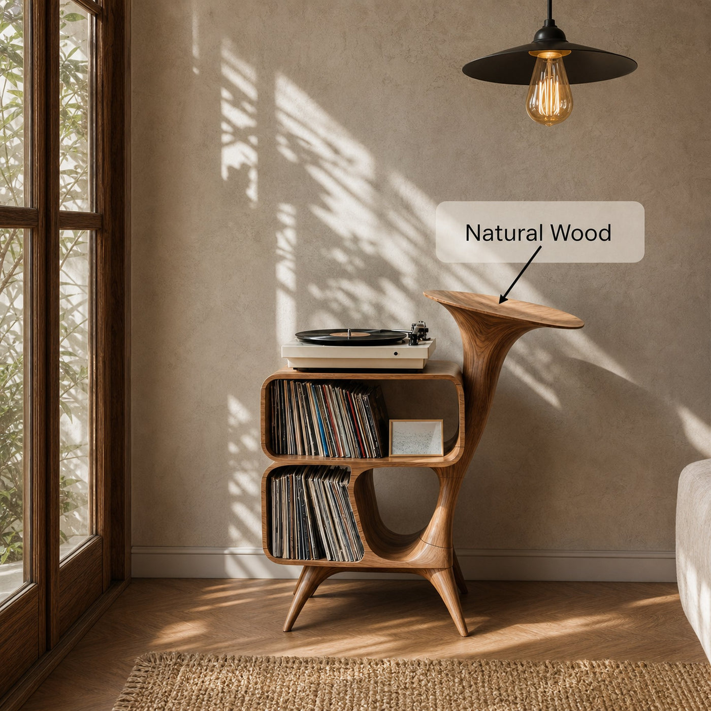 Mid Century Wooden Vinyl Storage For Livingroom Decor - product view 5