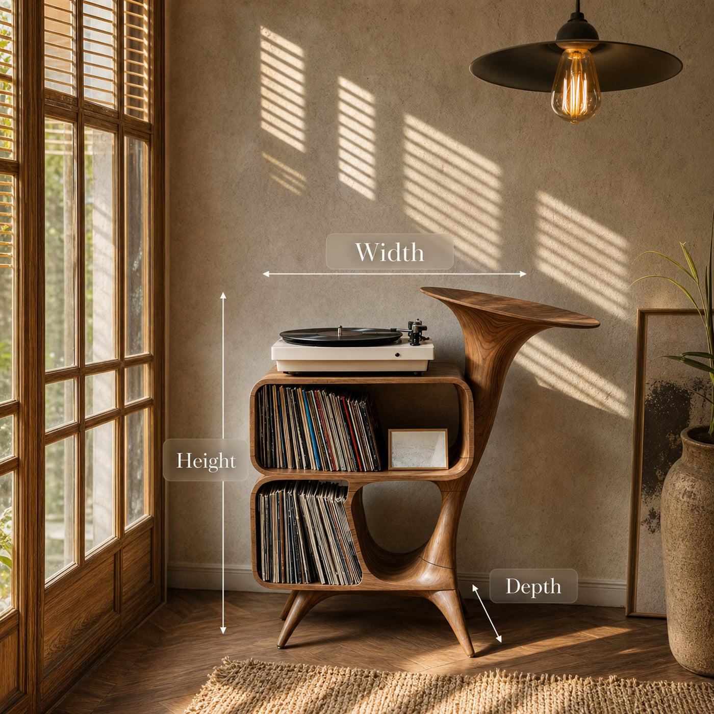 Mid Century Wooden Vinyl Storage For Livingroom Decor - product view 6
