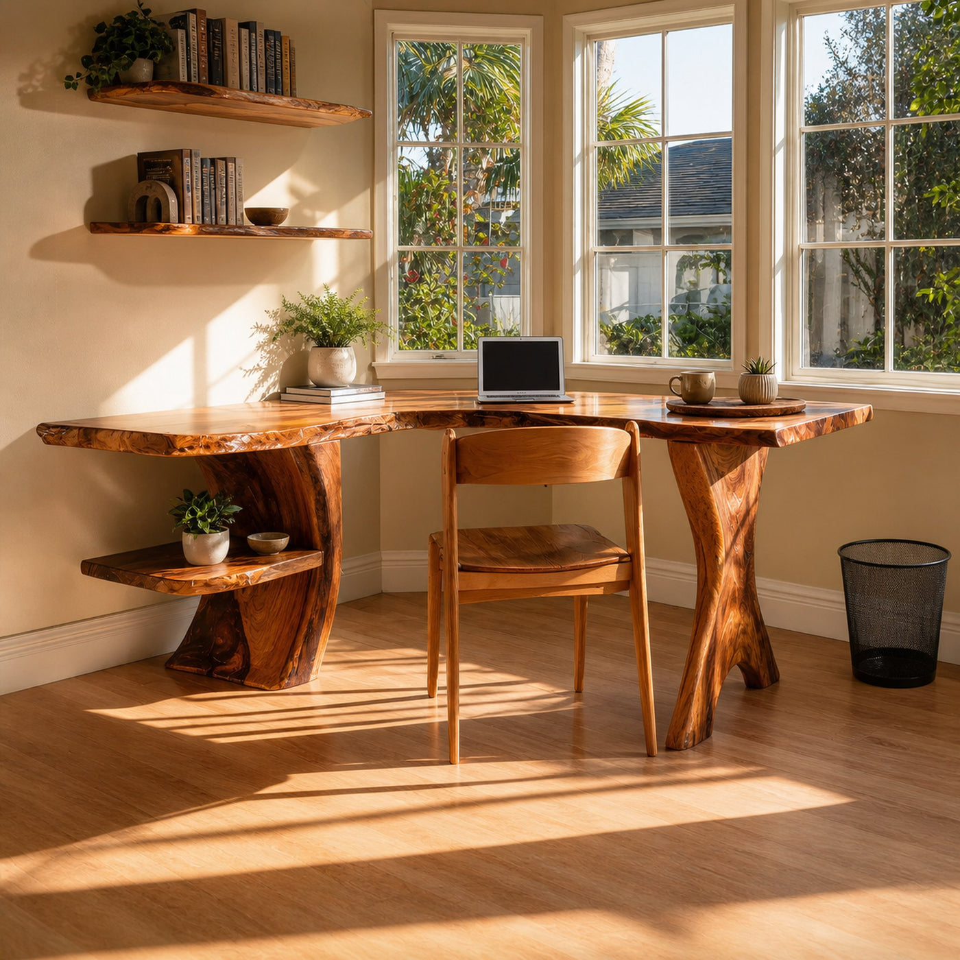 Mid Century Wooden Work Desk For Home Office Interior Design