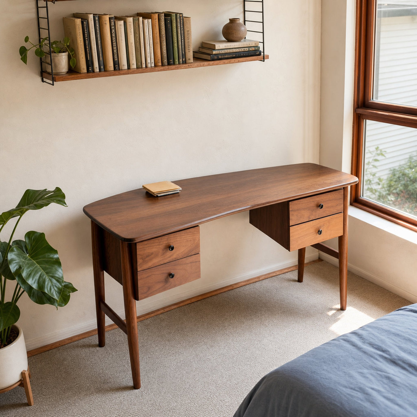 Mid Century Writing Desk For Bedroom Workspace Or Study Nook