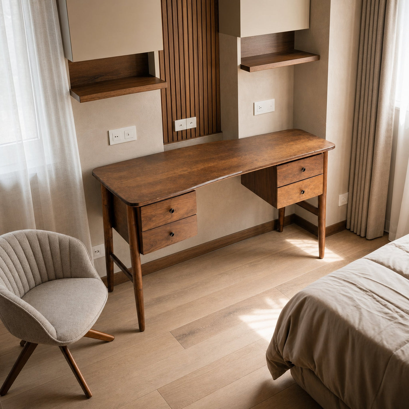 Mid Century Writing Desk For Bedroom Workspace Or Study Nook - product view 2