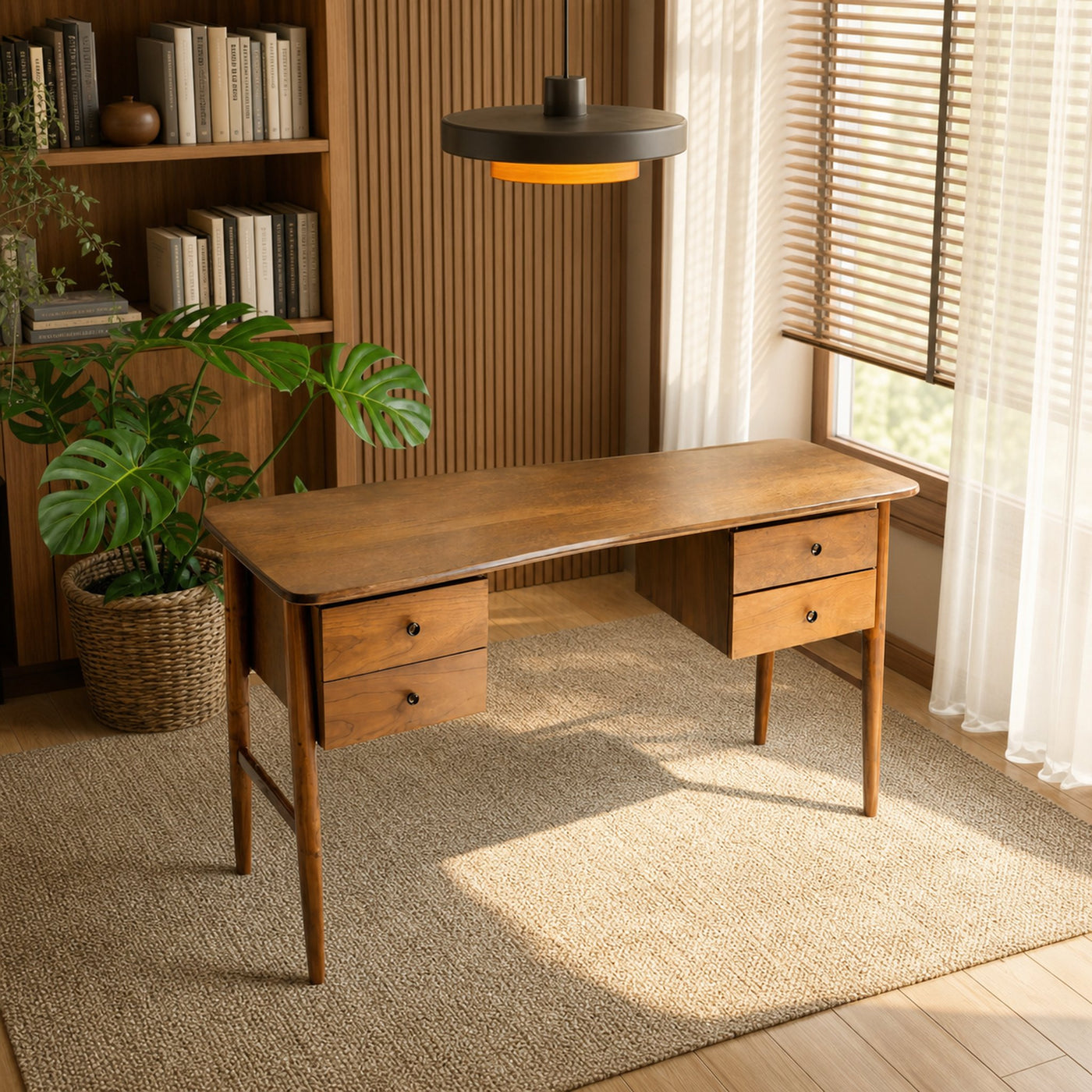 Mid Century Writing Desk For Bedroom Workspace Or Study Nook - product view 3