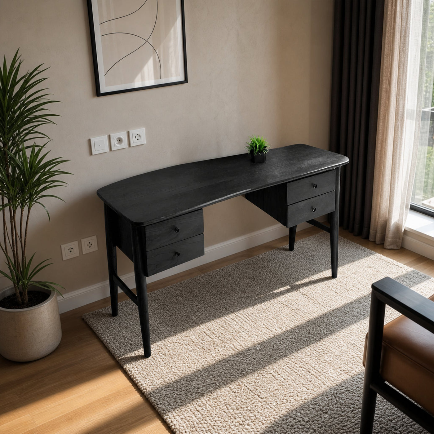 Mid Century Writing Desk For Bedroom Workspace Or Study Nook - product view 4