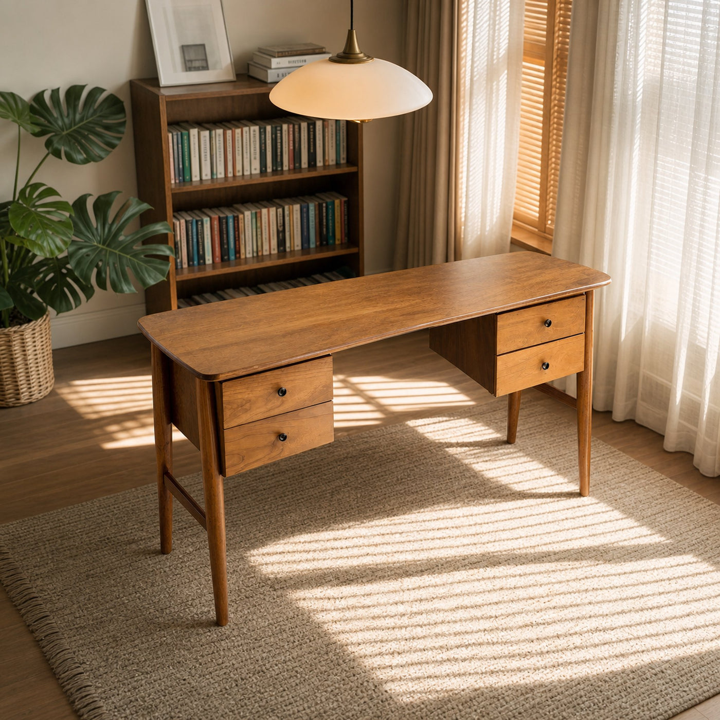 Mid Century Writing Desk For Bedroom Workspace Or Study Nook - product view 5